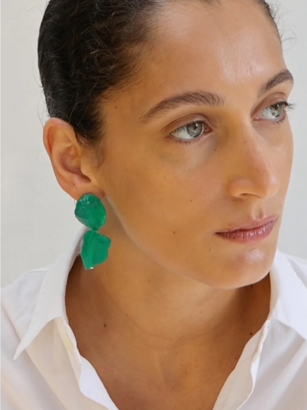 Completed Works The Iceberg's Other Half green resin and silver earrings! New!